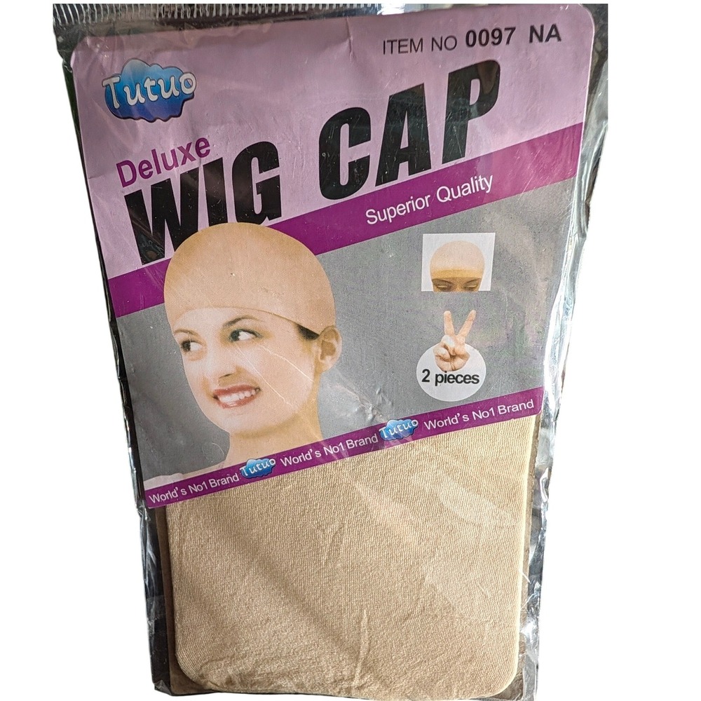 Deluxe Wig Cap 2 Pieces Tan One Size Thin Stocking Fabric NWT